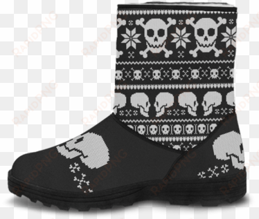 skull obsession couple skulls faux fur boots - sock