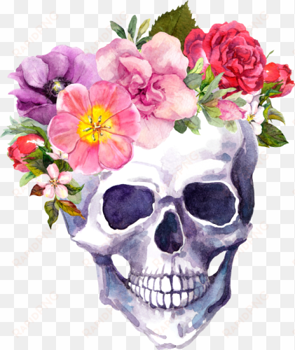 skull with flower crown