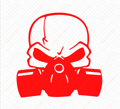 skull with gas mask red decal - skull piston gas mask