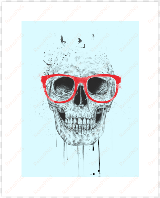 skull with red glasses art print - schädel mit roten gläsern mousepads