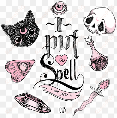 skulls cute kawaii eye pink crystal spells witchcraft - hocus pocus tattoo ideas