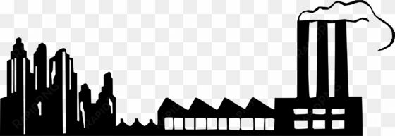 skyline clipart factory - factory clipart black and white