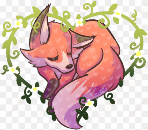 Sleepy Heart Fox - Fox transparent png image