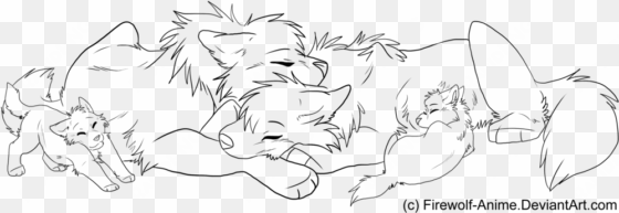 sleepy wolf family lineart by firewolf on - anime wolf family drawings