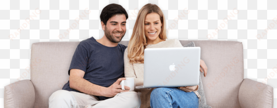 slider couch couple - laptop