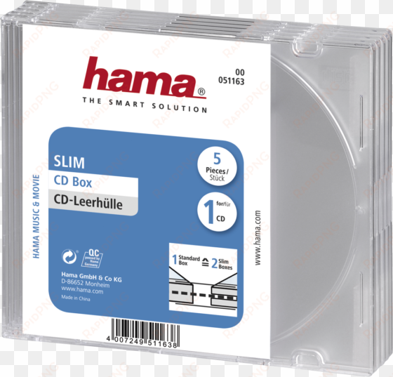 slim cd jewel case, pack of 5, transparent - hama storage cd slim jewel case - transparent blue,