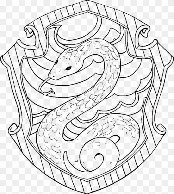 slytherin lineart - slytherin crest coloring page