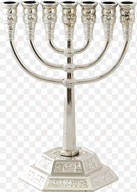 small menorah in silver plated from holy land jerusalem - menorah