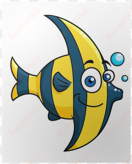 smiling cartoon striped tropical fish poster • pixers® - pescados animados del caribe