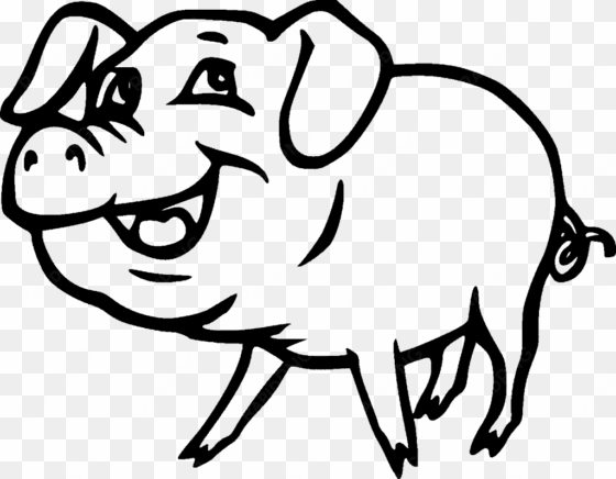 smiling pig black white line art christmas xmas - pig cartoon black and white