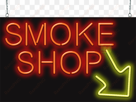 smoke shop with right arrow neon sign - neon sign