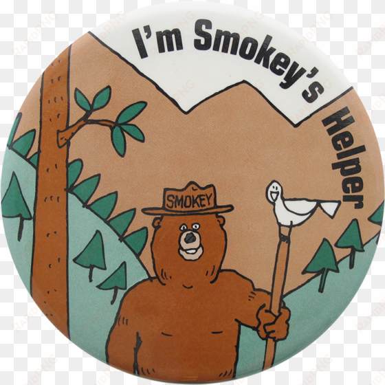 smokey's helper cause button museum - smokey the bear pin - i'm smokey's helper - full colour