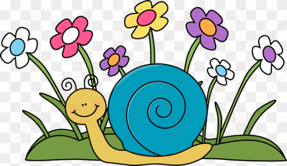 snail and flowers - spring clip art