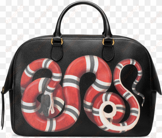 Snake Print Leather Duffle - Gucci Bag With Snake transparent png image
