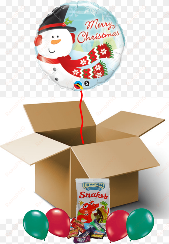 snowman merry christmas balloon in a box - natural confectionery co. snakes