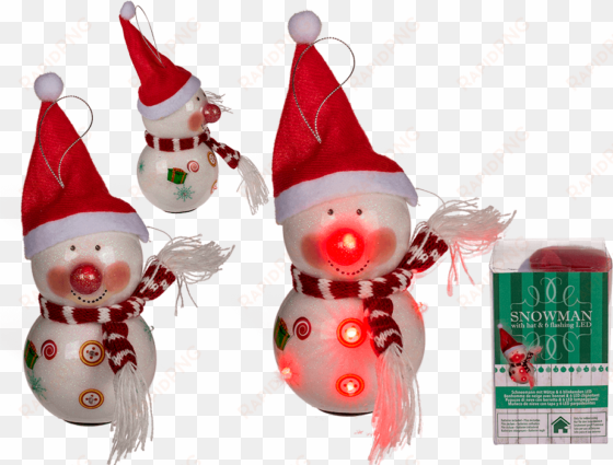 snowman with hat & 6 flashing led approx - bonhomme de neige avec bonnet