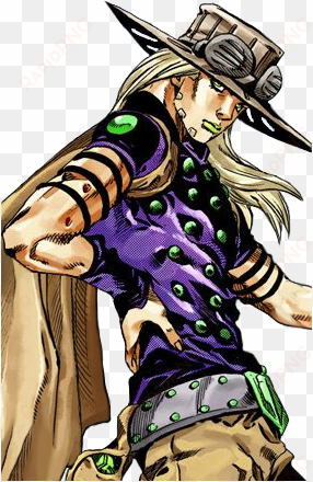 so his main outfit consists of a tight fitting dark/black - jojo transparent steel ball run
