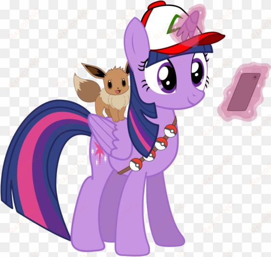 sonofaskywalker, ash ketchum, cap, crossover, eevee, - twilight sparkle