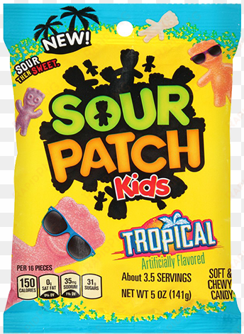 sour patch kids tropical soft & chewy candy - sour patch tropical flavors