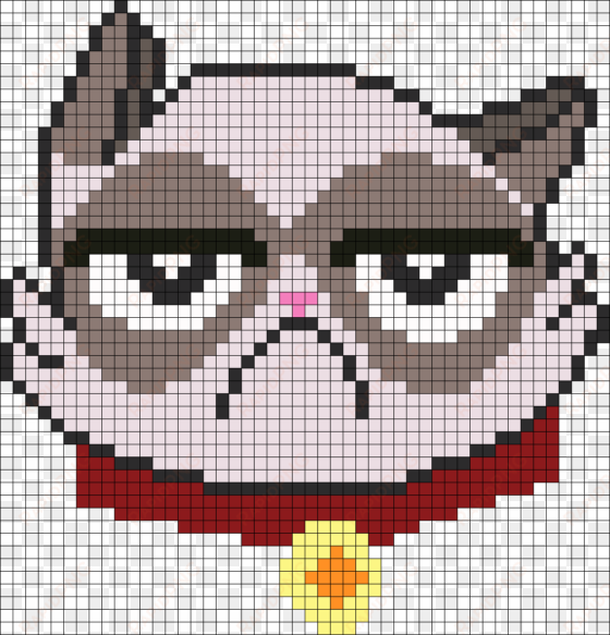 sourpuss grumpy cat perler bead pattern / bead sprite - minecraft pixel art grumpy cat
