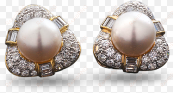 south sea pearl and diamond earrings - jewellery