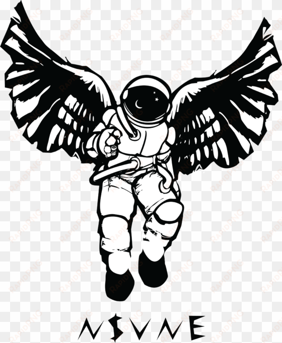 space suit astronaut sticker - wing clipart woodcut