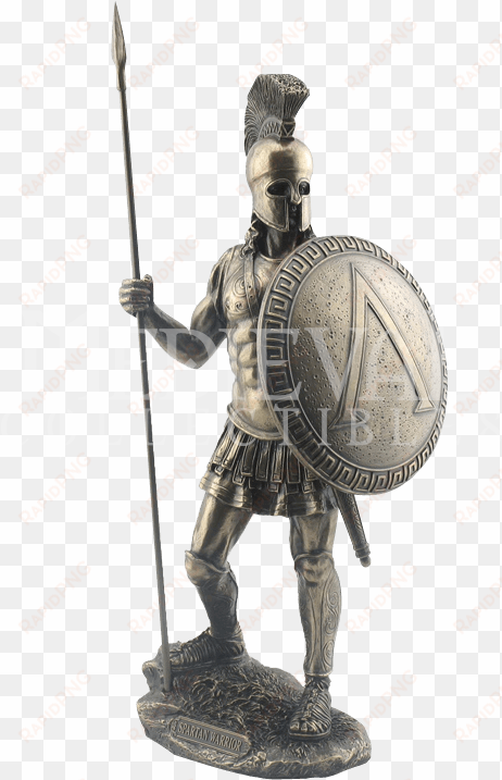 spartan warrior with spear and hoplite shield statue - ancient roman soldier statues