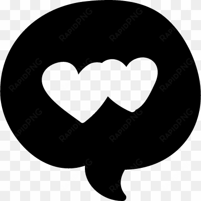 speech bubble with two hearts vector - online chat