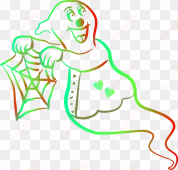 spider web ghost line art - clip art