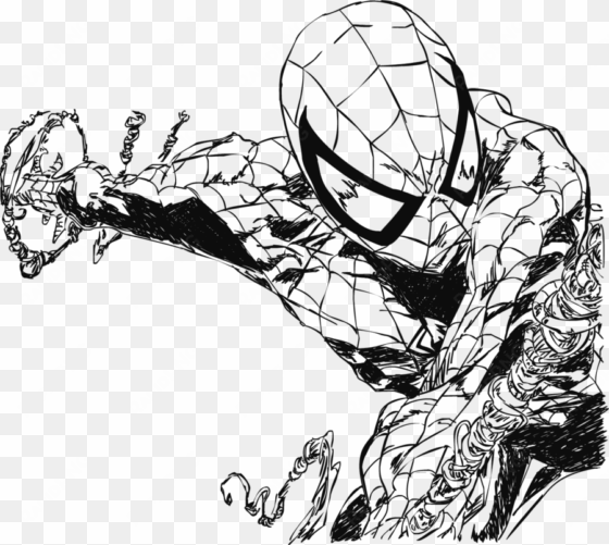 spiderman by electric - spiderman black and white drawing