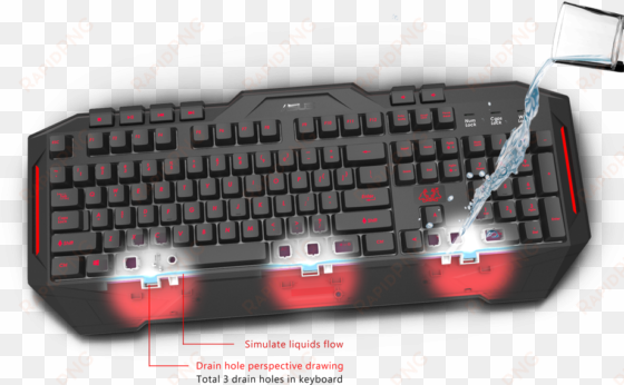 splash-proof design with drain hole - asus cerberus gaming keyboard