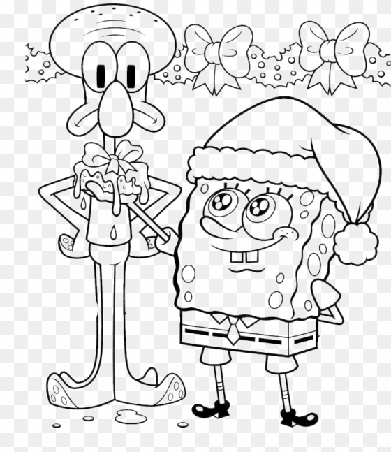 spongebob and squidward take charge of christmas coloring - omalovánky spongebob