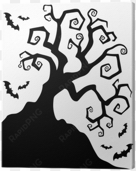 spooky silhouette of halloween tree canvas print • - halloween tree silhouette