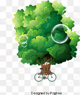 spring bike, spring, leaves, bicycle png and psd - trees illustration png