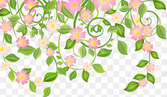 spring blossom decoration with leaves transparent png - spring leaves transparent background