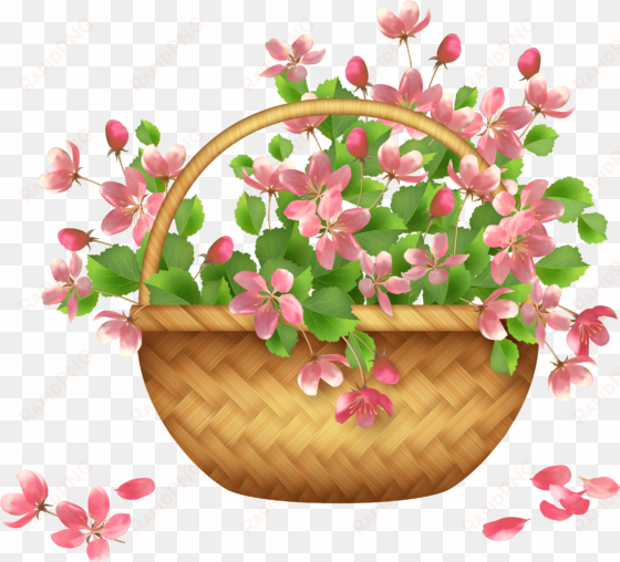 spring flower basket png clipart - flower basket clipart