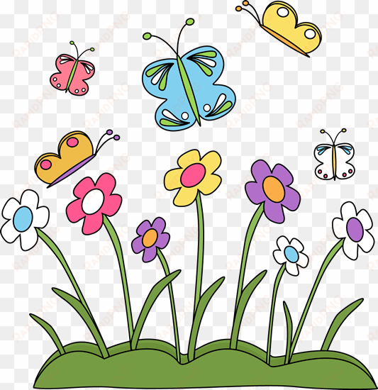spring flowers and butterflies clip art - clipart of spring season