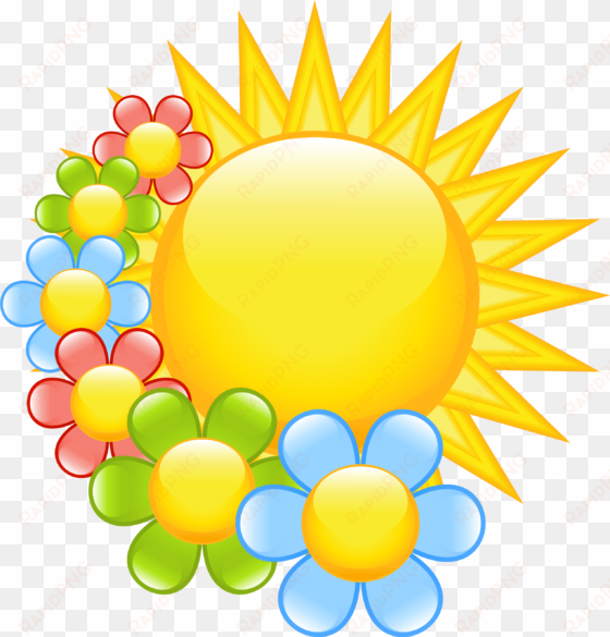 spring sun with flowers clipart - sun clipart