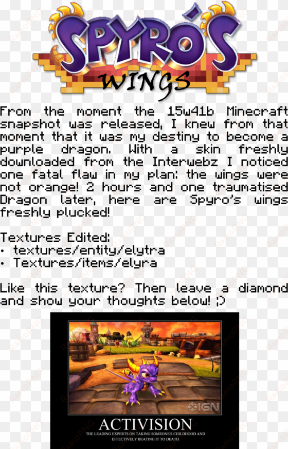 Spyro The Dragon's Elytra Wings [1 - Activision Skylanders: Spyro's Adventure Pack transparent png image