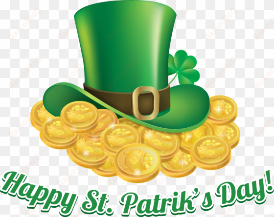 St Patricks Day Coins And Hat Transparent Png Clip - Happy St Patrick's Day Transparent Background transparent png image