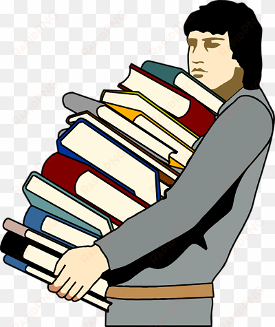 stack of books clipart - carrying lots of books