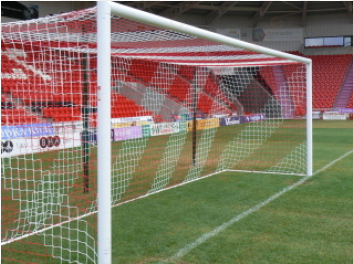 stadium soccer goal nets - gestreiftes fußball tornetz (7,32x2,44x0,8x2m) weiß