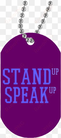 stand up speak up white dog tag necklace - silver