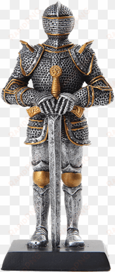 standing medieval knight statue - 5 inch armored medieval knight with large sword statue