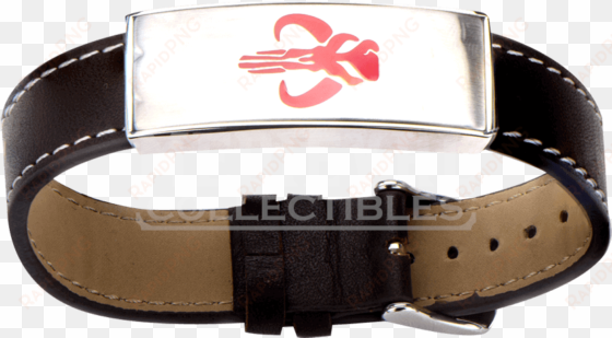 star wars mandalorian symbol leather id bracelet - boba fett symbol