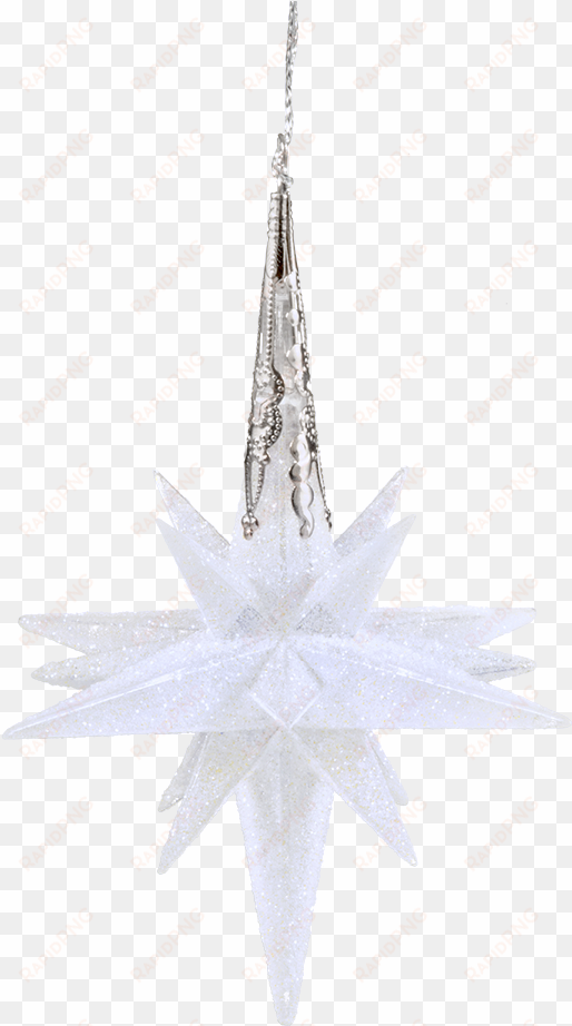 star with glitter, white, 10,5cm - christmas ornament