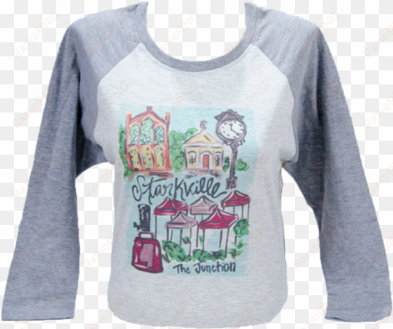 starkville watercolor painting 3 quarter sleeve tee - long-sleeved t-shirt