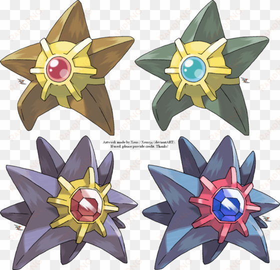 staryu and starmie by xous54 on deviantart - shiny staryu and starmie