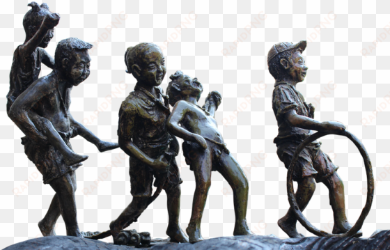 statue, bronze, children, play, art, bronze figure - sculpture