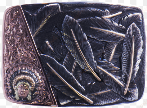 sterling silver blank with silver feathers with 14k - wallet